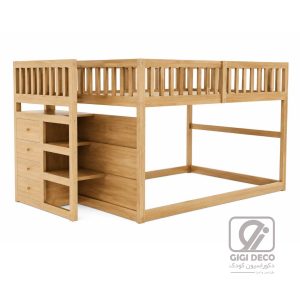 تخت دوطبقه کودک با فضای بازی و کمد MN24